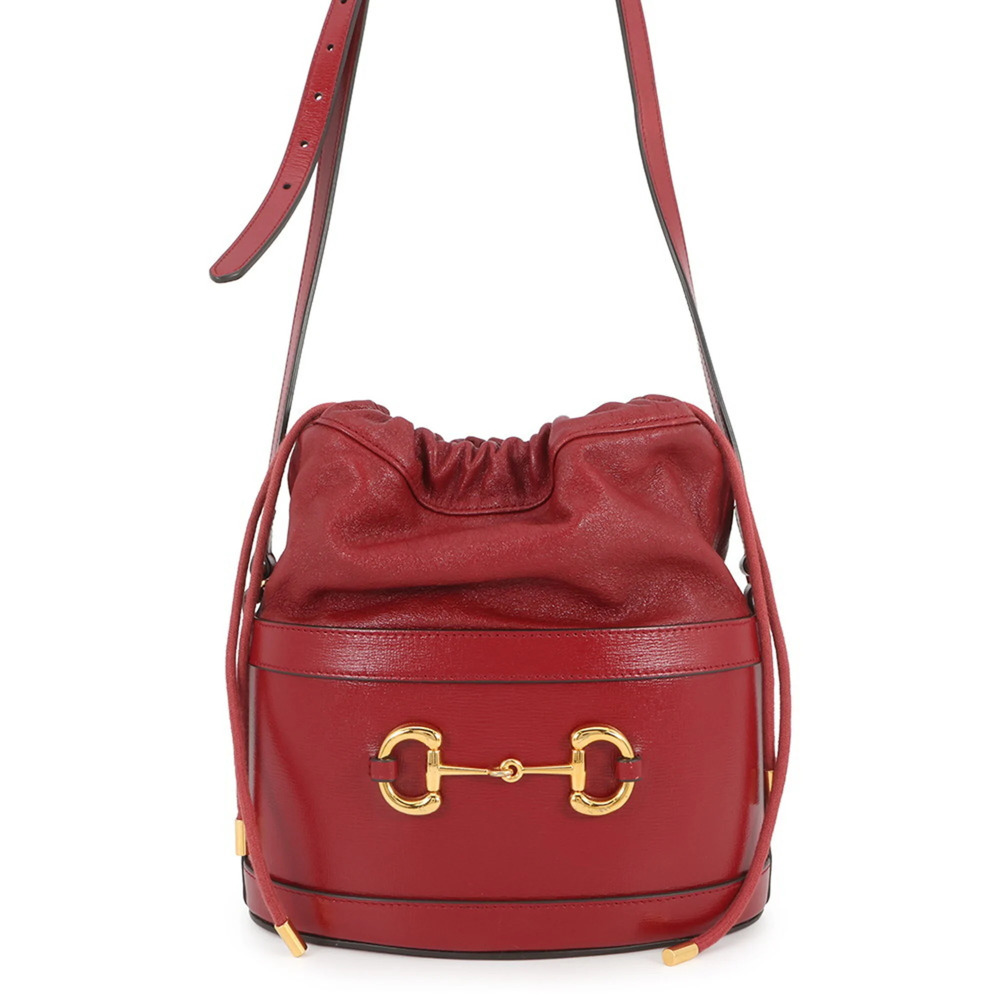 GUCCI Red Leather Horsebit Shoulder Bag